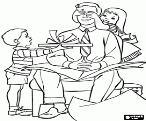 Colora Pap� con gli occhi bendati ricevere regalo a sorpresa dai propri figli