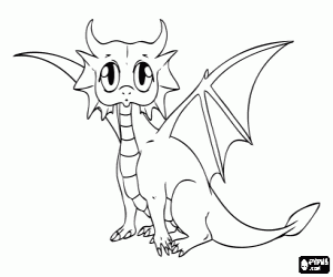 Colora piccolo drago con grandi occhi