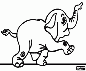 Colora Piccolo elefante camminare allegramente