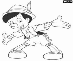 Colora Pinocchio felice, � un burattino con vita, ma con il corpo di legno