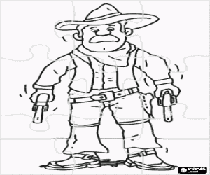 Colora Puzzle de cowboy armato con due revolver pronto per un duello