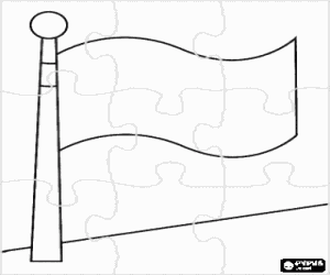 Colora Puzzle di bandiera bianca in una asta