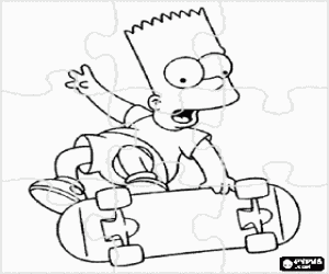 Colora Puzzle di Bart Simpson che cadono dal skateboard