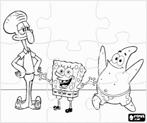 Colora Puzzle di SpongeBob SquarePants ed i suoi amici Patrick Stella e Squiddi Tentacolo