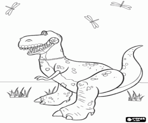 Colora Rex il dinosauro, una delle stelle di giocattoli Story