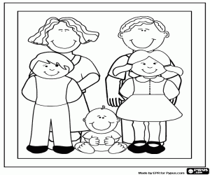 Colora Ritratto incorniciato di una famiglia, i genitori e tre figli