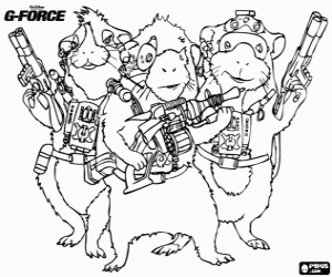 Colora Tre membri del team di G-Force: Agenti Juarez, Blaster e Darwin