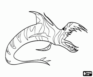 Colora Un drago strano con la bocca spalancata