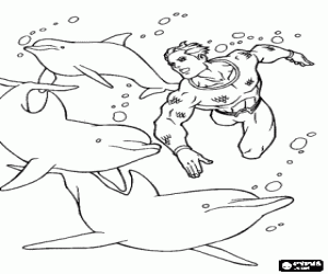 Colora Un uomo di nuoto con i delfini