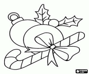 Colora Variet� di ornamenti di Natale: sfere, agrifoglio e canna di caramella con un nastro