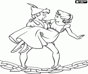 Colora Wendy in braccio di Peter Pan 