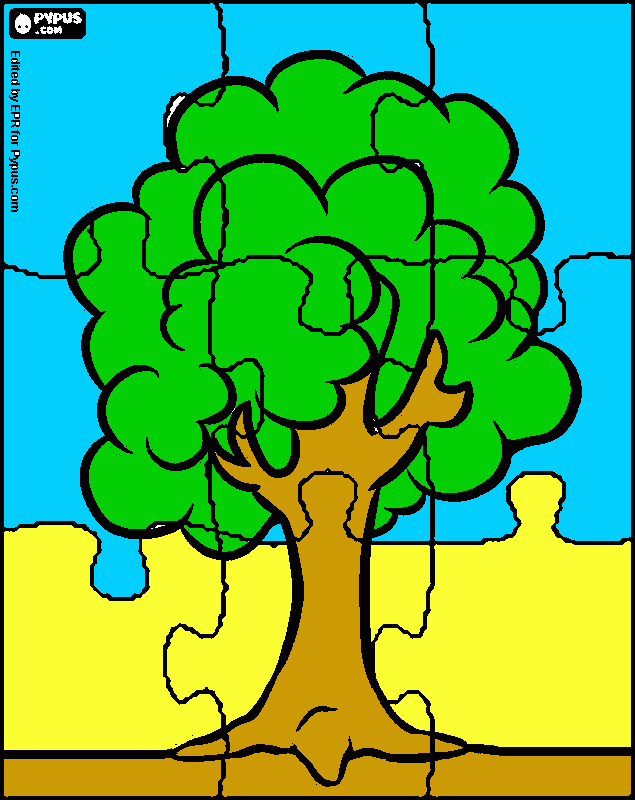 albero puzzle da colorare