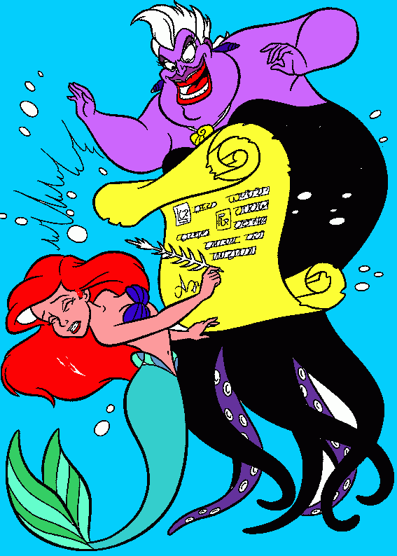 ariel e ursula da colorare