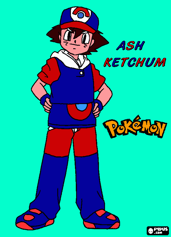 ash ketchum da colorare