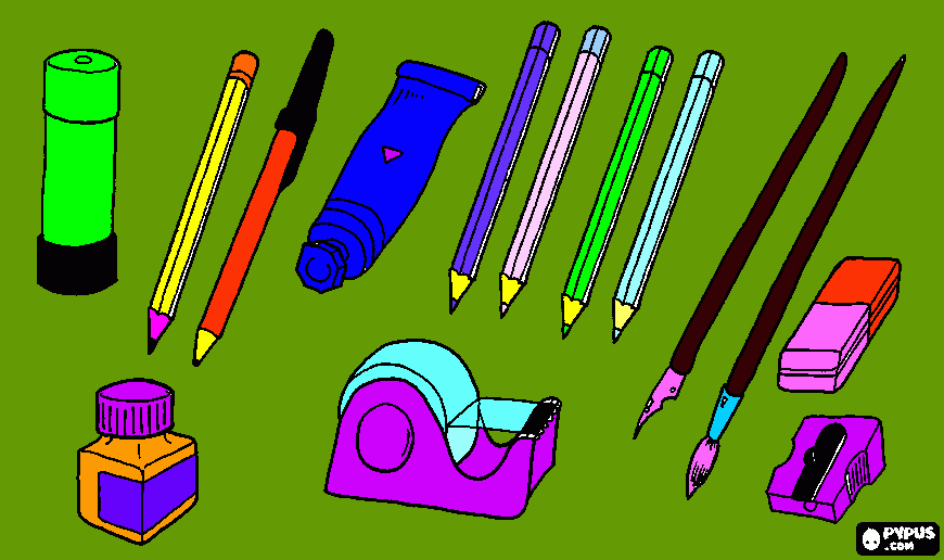 attrezzi cancelleria da colorare