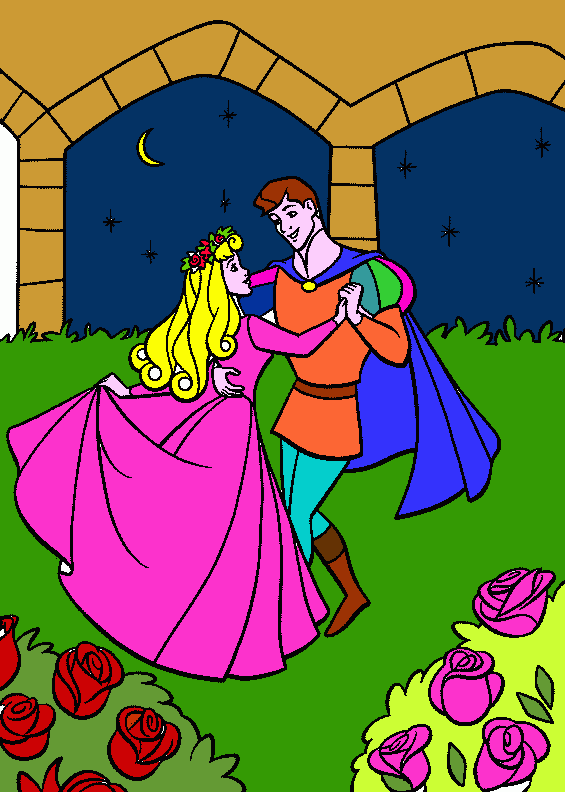 aurora e filippo da colorare