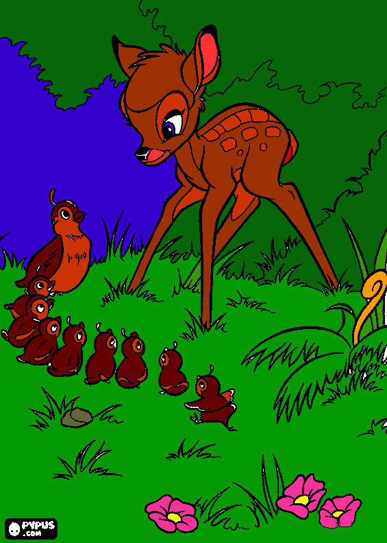 bambi + quaglie da colorare