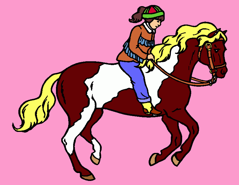 bambina sul cavallo da colorare