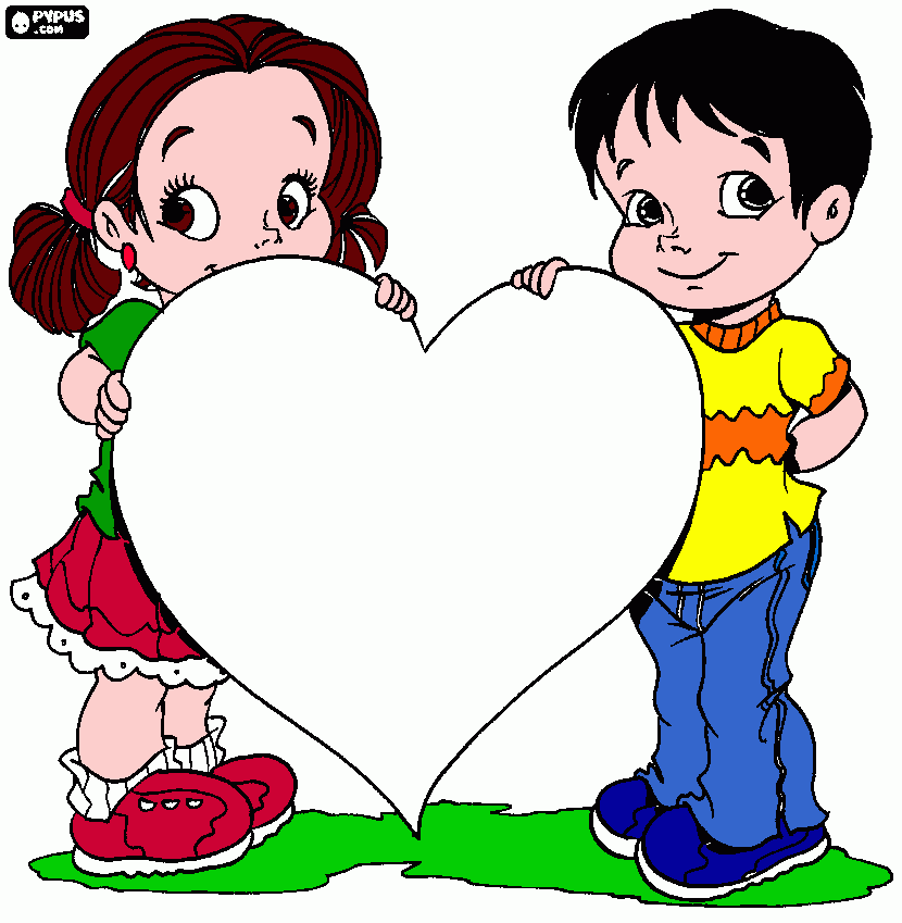 bambini cuore a colori da colorare