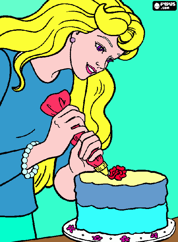 barbie che cucina da colorare