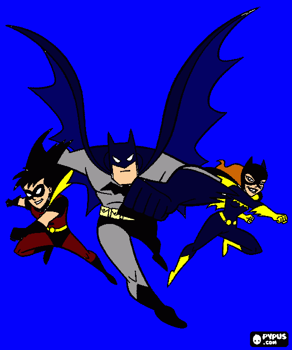 batman - robin- batgirl da colorare