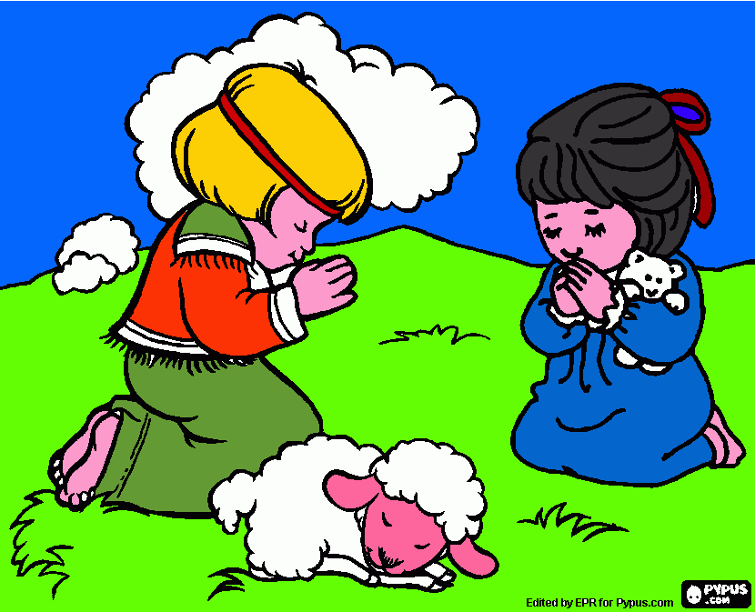 bimbi che pregano da colorare