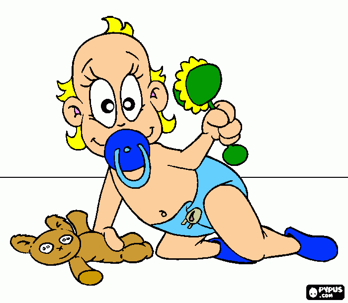 bimbo con peluche da colorare