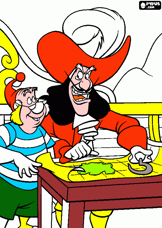 capitano uncino e spugna da colorare