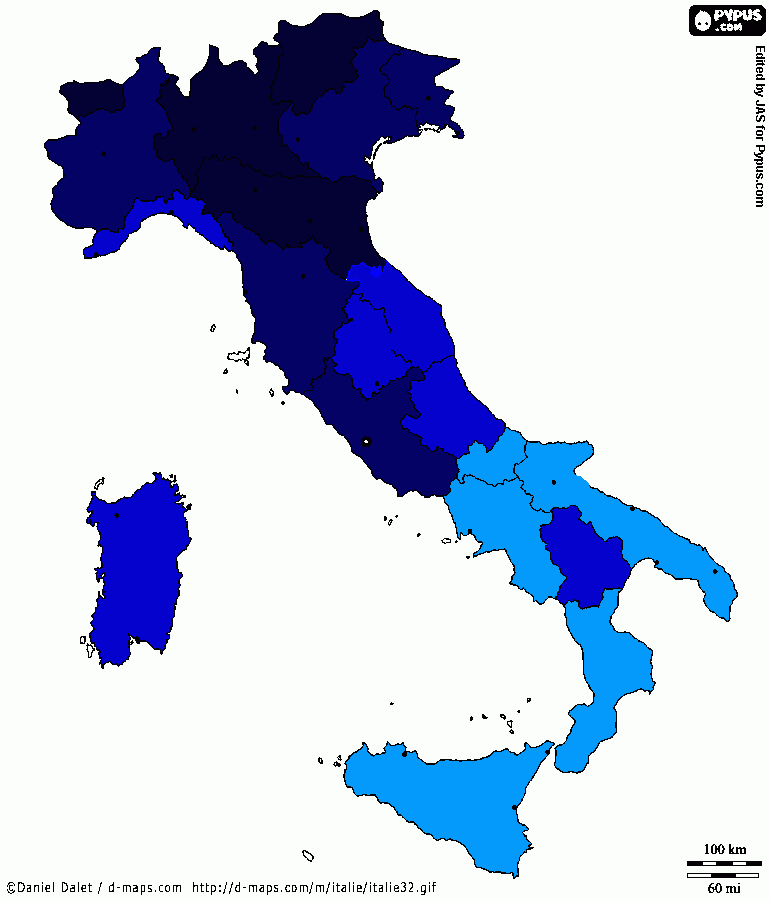 cartina italia reddito da colorare