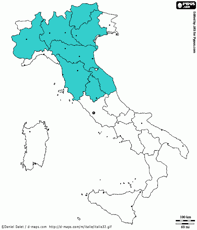 cartina italia da colorare