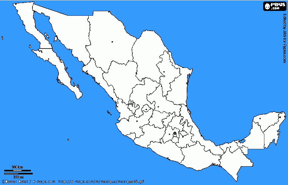cartina politica Messico da colorare