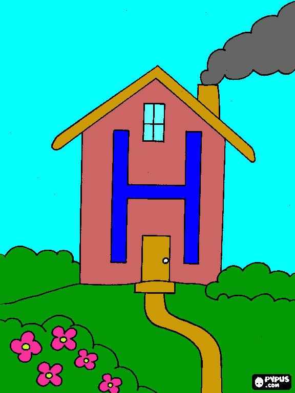 casa con fumo da colorare