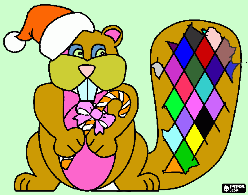 castoro natalizio da colorare