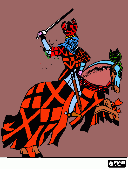 cavaliere rosso e nero da colorare