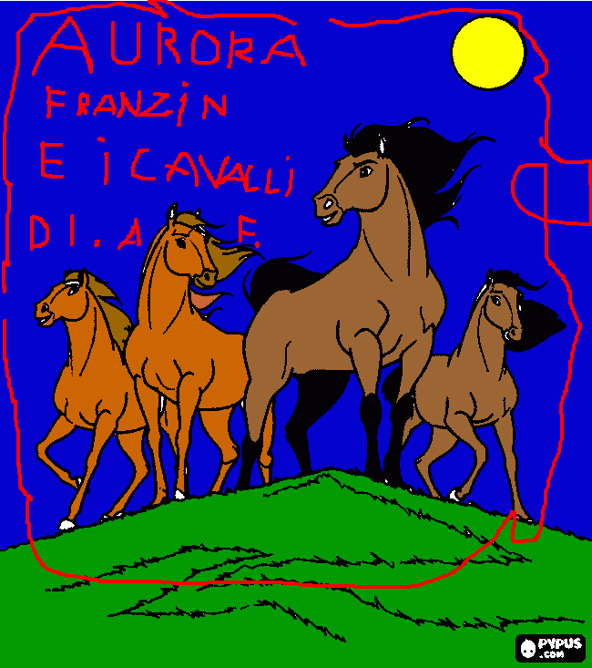 Cavalli Aurora da colorare