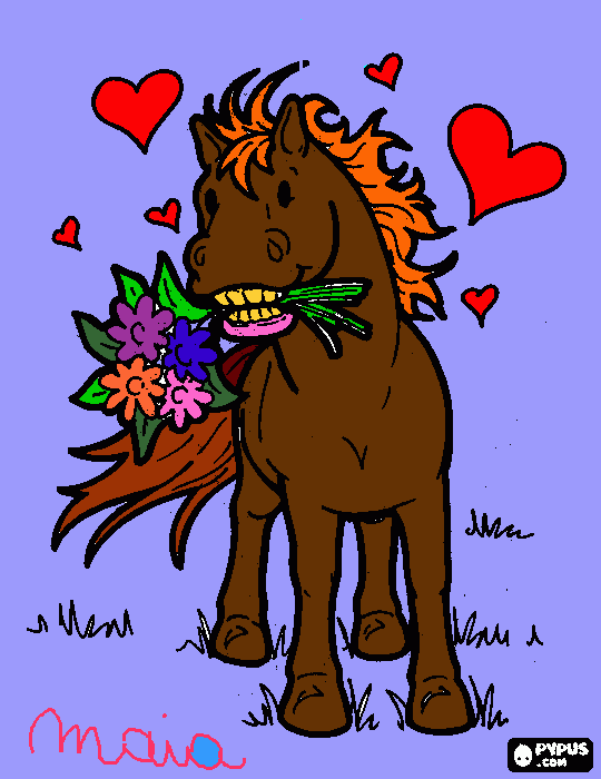 cavallo cuori da colorare