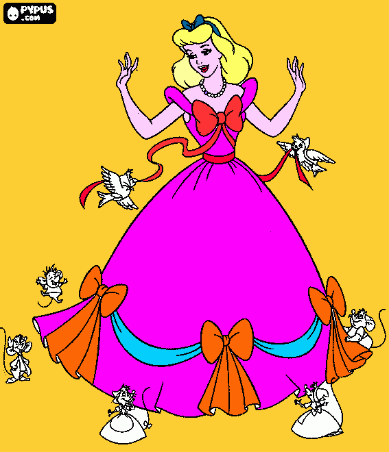 Cenerentola e topi da colorare