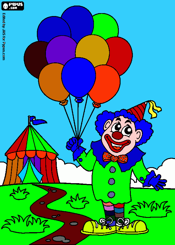 clown con palloncini da colorare