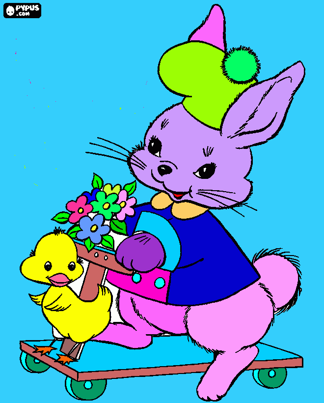 coniglio e pulcino PASQUALE da colorare