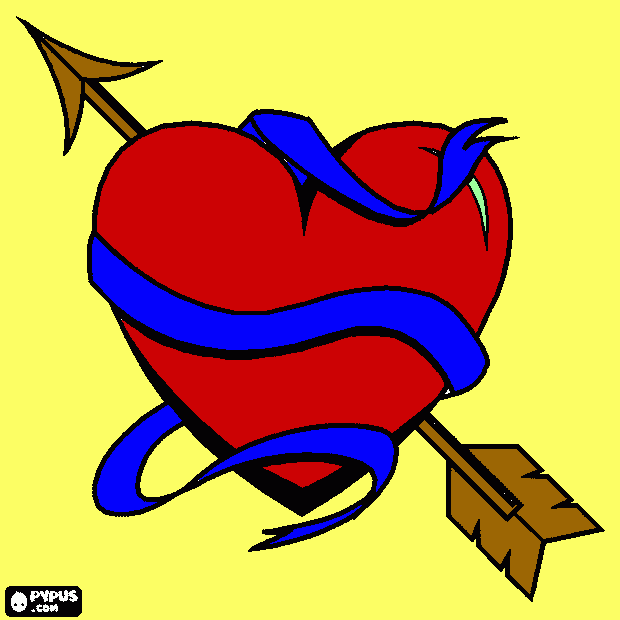 cuore con freccia da colorare