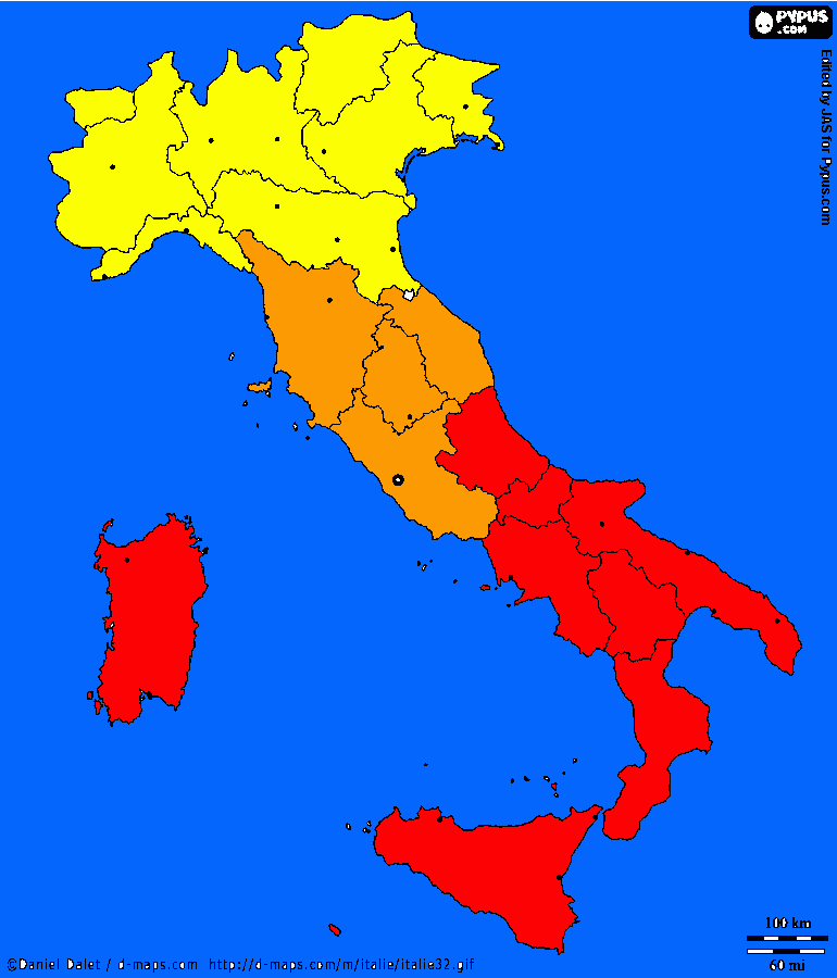 Disegno cartina Italia da colorare