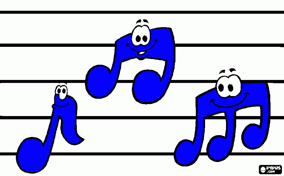 disegno con note musicali da colorare