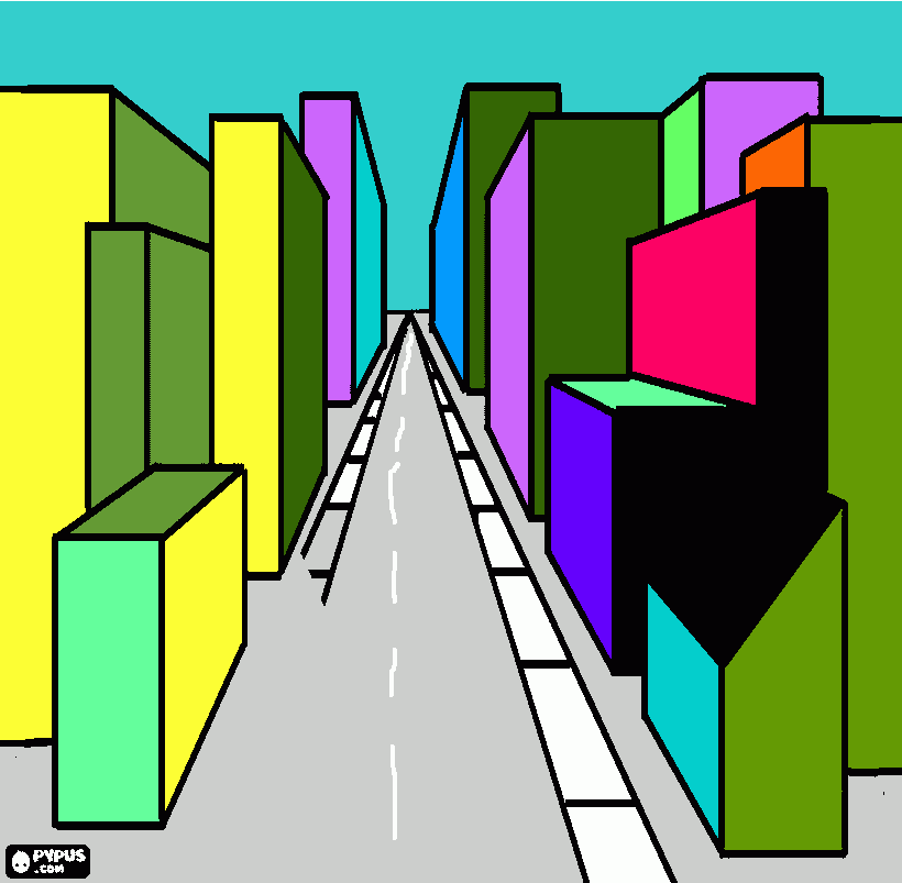 disegno prospettiva da colorare