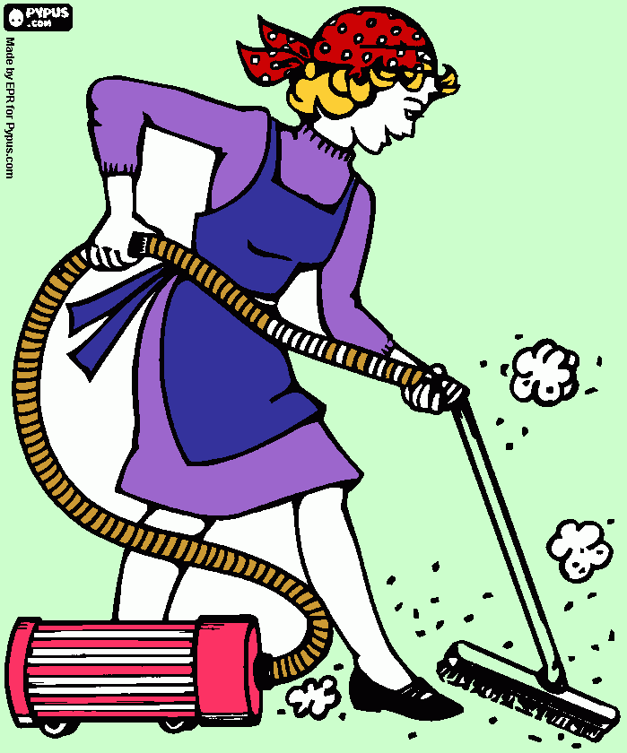 donna pulizie da colorare