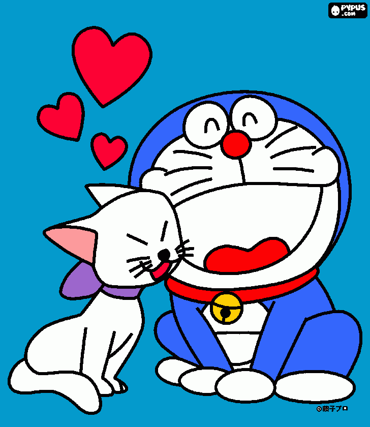 doraemon insieme a mican da colorare
