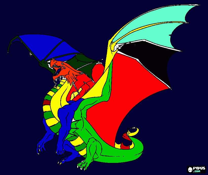 Drago arcobaleno esperto di armi da colorare