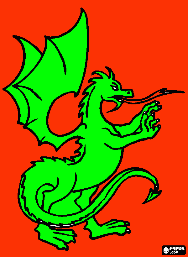 drago con le ali da colorare