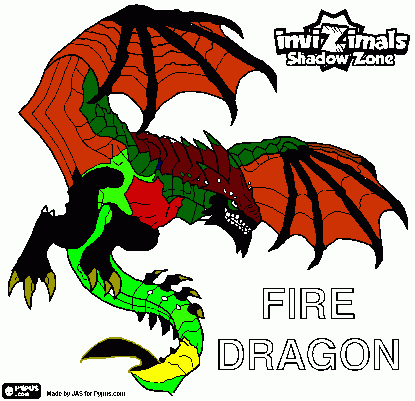 drago di fuoco da colorare