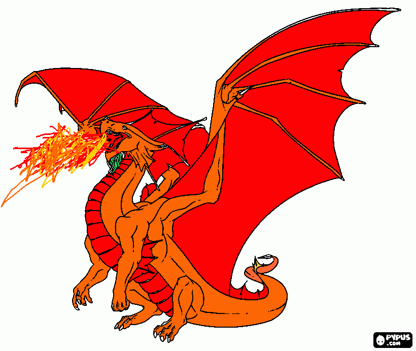 drago infuocato da colorare