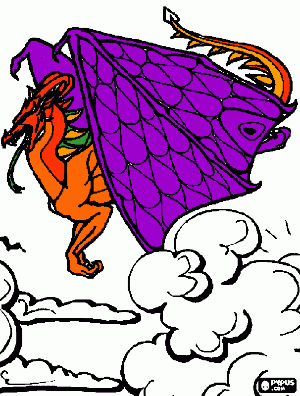 drago viola da colorare